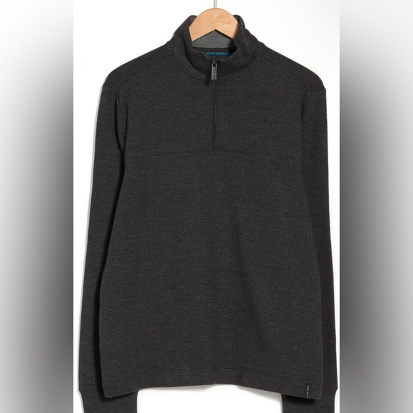 Perry Ellis Long Sleeve Textured Mesh Quarter Zip Jacket Size XL Charcoal Gray - Picture 7 of 8